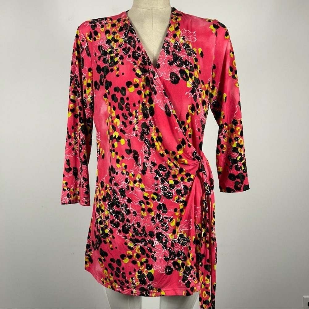 Peter Nygard Vibrant Pink and Black Patterned Dress Size M